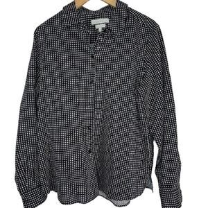 FoxCroft- Black with white dot button up top- size 14